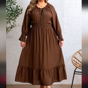 Brown Long Sleeve Maxi Dress